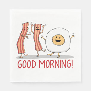 Cute and Funny Bacon and Egg Good Morning Napkin