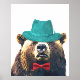 Cute and funny bear animal nursery kids room poster