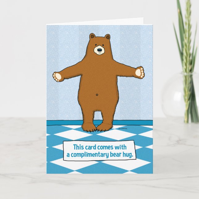 Cute and Funny Bear Hug Anniversary Card (Front)