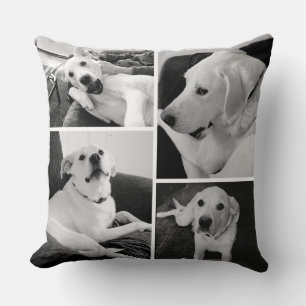 Cute and Funny Black and White Dog Photos Throw Pillow