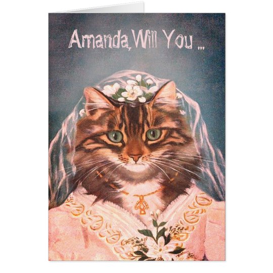 Cute and funny bride cat be my bridesmaid card
