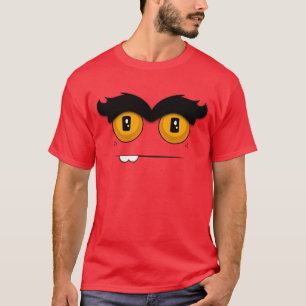 Cute and Funny Cartoon Unibrow Monster Face T-Shirt