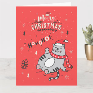 Cute and Funny Cat Christmas joyful Greetings Card