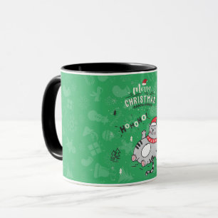 Cute and Funny Cat Christmas joyful Greetings Mug