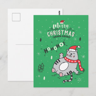 Cute and Funny Cat Christmas joyful Greetings Postcard