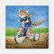 Cute and funny cat & mouse riding tricycle magnet
