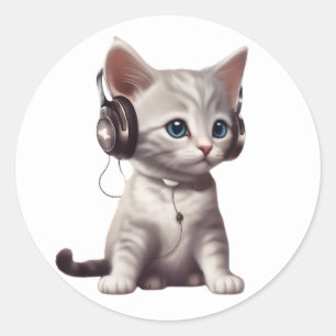 cute and funny cats wearing clothes classic round sticker