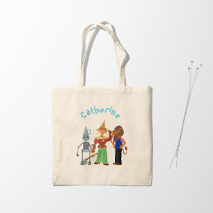 Cute and funny characters with your name 1 side tote bag