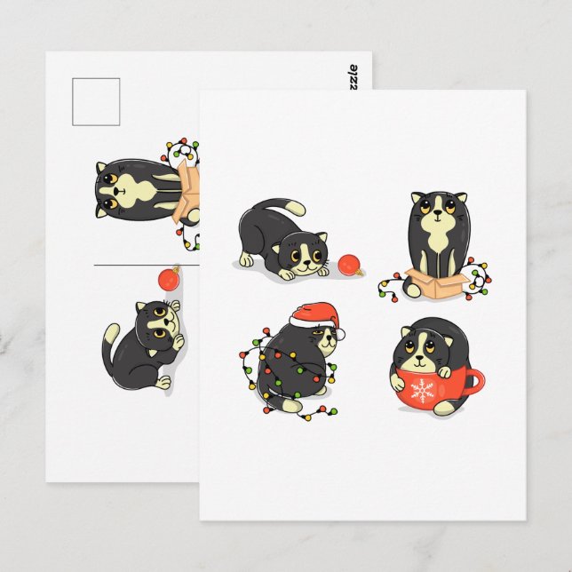 Cute and Funny Christmas Cats Postcard (Front/Back)