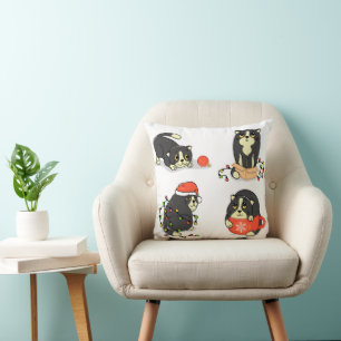Cute and Funny Christmas Cats Throw Pillow