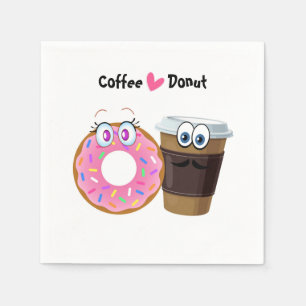 Cute and funny coffee loves doughnut paper napkins