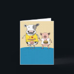 Cute and Funny Cow and Pig Couple Anniversary Card<br><div class="desc">This cute and funny cartoon Happy Anniversary card features a cow and pig couple,  each of them displaying their sense of humour via their shirts.

Thank you for choosing this original design by © Chuck Ingwersen. I’m an independent artist,  and I post cartoons every day on Instagram: https://www.instagram.com/captainscratchy</div>
