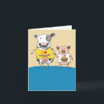 Cute and Funny Cow and Pig Couple Anniversary Card<br><div class="desc">This cute and funny cartoon Happy Anniversary card features a cow and pig couple,  each of them displaying their sense of humour via their shirts.

Thank you for choosing this original design by © Chuck Ingwersen. I’m an independent artist,  and I post cartoons every day on Instagram: https://www.instagram.com/captainscratchy</div>