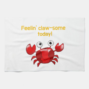 Cute and Funny Crab Design for Ocean Lovers Kitchen Towel