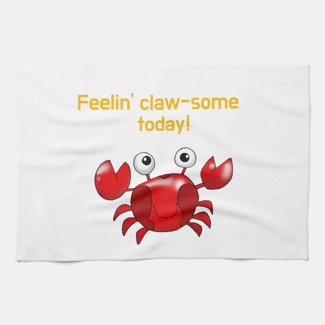Cute and Funny Crab Design for Ocean Lovers Kitchen Towel (Horizontal)