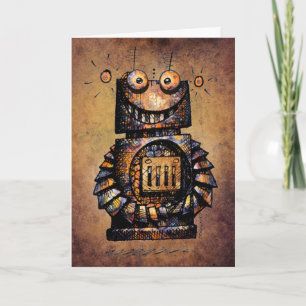 Cute and Funny Custom Kid's Robot Happy Birthday Card