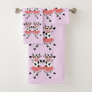 Cute and funny dancing cows    bath towel set
