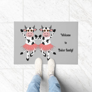 Cute and funny dancing cows doormat