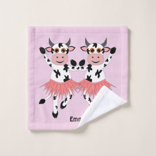 Cute and funny dancing cows, kids  wash cloth
