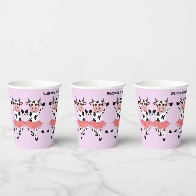Cute and funny dancing cows   paper cups (Multi)