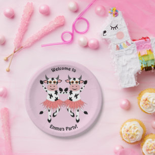 Cute and funny dancing cows   paper plate