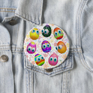 Cute and Funny Easter Eggs Cartoon 4 Inch Round Button