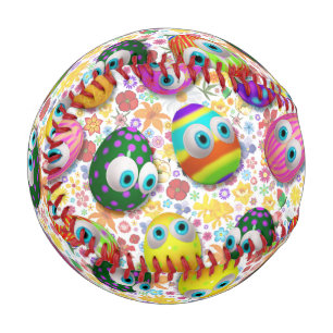 Cute and Funny Easter Eggs Cartoon Baseball