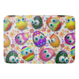 Cute and Funny Easter Eggs Cartoon Bath Mat