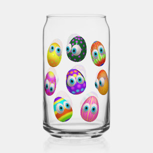 Cute and Funny Easter Eggs Cartoon Can Glass