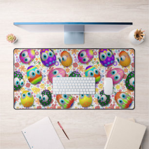Cute and Funny Easter Eggs Cartoon Desk Mat