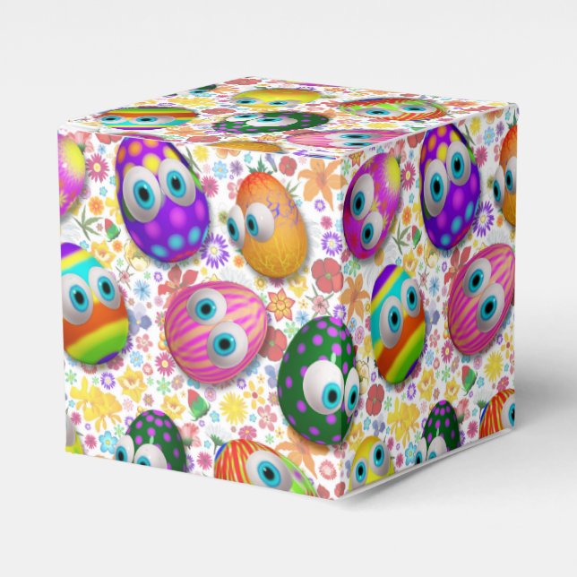 Cute and Funny Easter Eggs Cartoon Favor Box (Front Side)