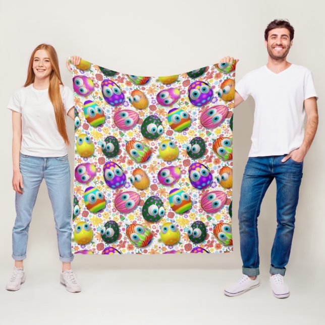 Cute and Funny Easter Eggs Cartoon Fleece Blanket (In Situ)
