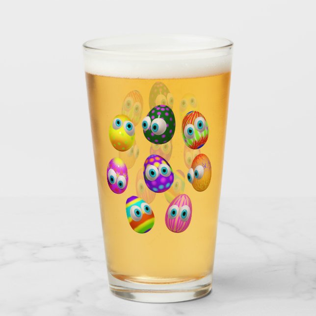 Cute and Funny Easter Eggs Cartoon Glass (Front Filled)