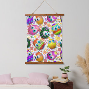 Cute and Funny Easter Eggs Cartoon Hanging Tapestry