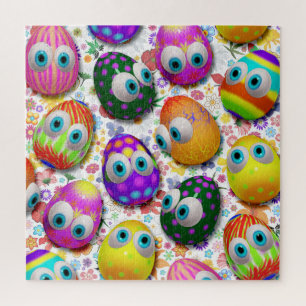 Cute and Funny Easter Eggs Cartoon Jigsaw Puzzle