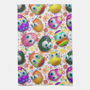 Cute and Funny Easter Eggs Cartoon Kitchen Towel