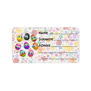 Cute and Funny Easter Eggs Cartoon Label