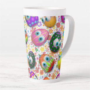 Cute and Funny Easter Eggs Cartoon Latte Mug