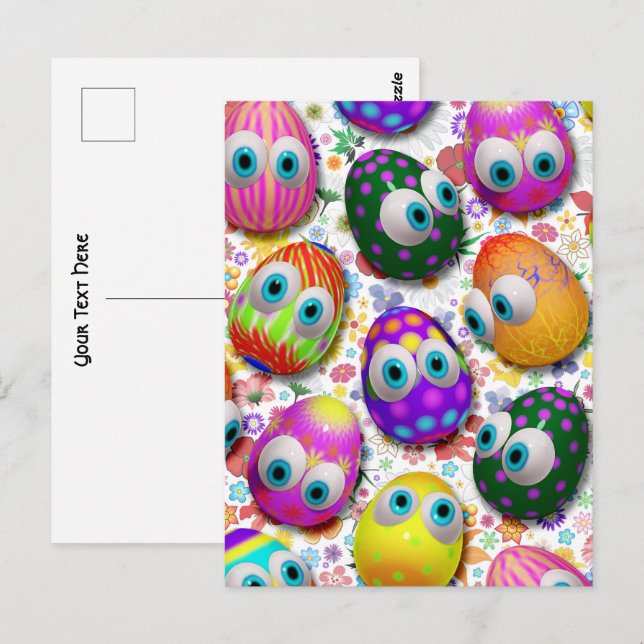 Cute and Funny Easter Eggs Cartoon Postcard (Front/Back)