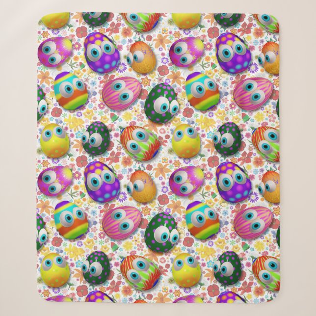 Cute and Funny Easter Eggs Cartoon Sherpa Blanket (Front)