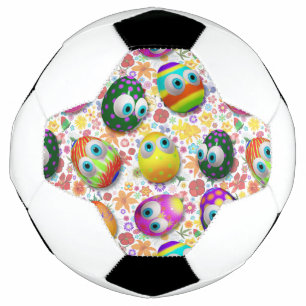 Cute and Funny Easter Eggs Cartoon Soccer Ball