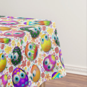 Cute and Funny Easter Eggs Cartoon Tablecloth