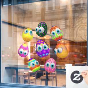 Cute and Funny Easter Eggs Cartoon Window Cling