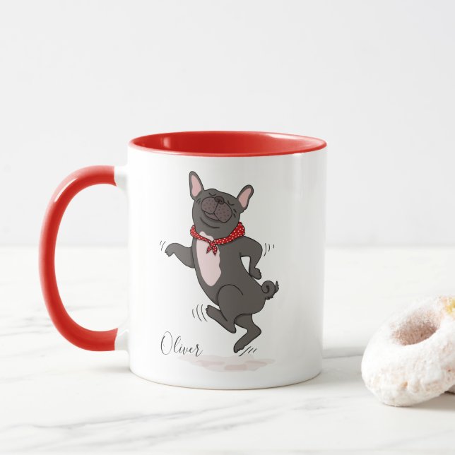 Cute and Funny French Bulldog Mug (With Donut)