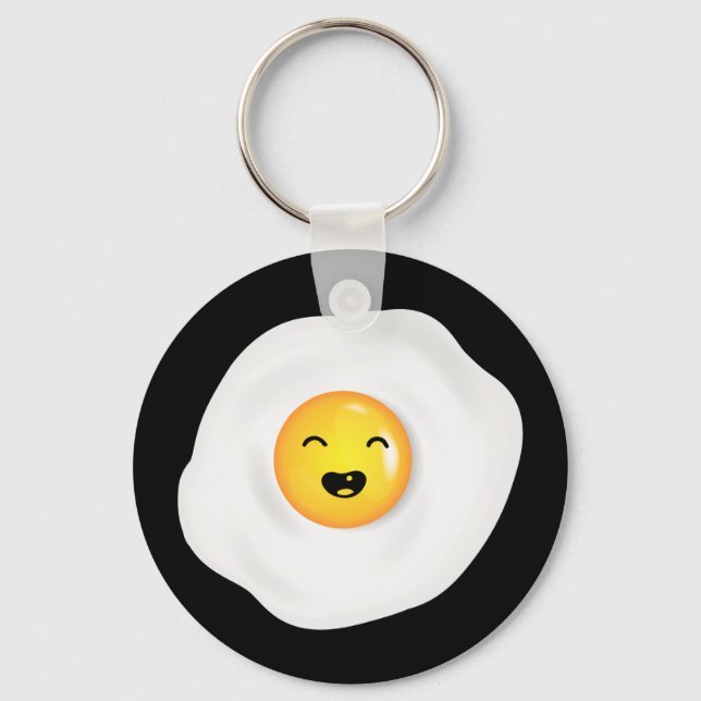 Cute and Funny Fried Egg American Breakfast Keychain (Front)