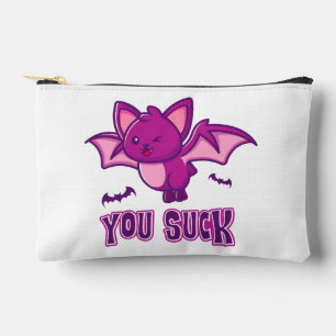 Cute and Funny Halloween Vampire Bats You Suck Accessory Pouch