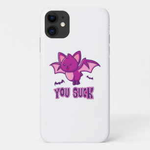 Cute and Funny Halloween Vampire Bats You Suck iPhone 11 Case