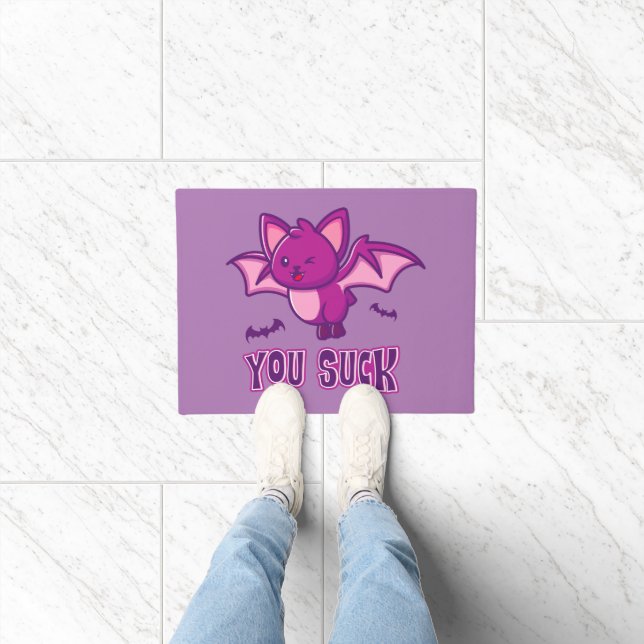 Cute and Funny Halloween Vampire Bats You Suck Doormat (Indoor)