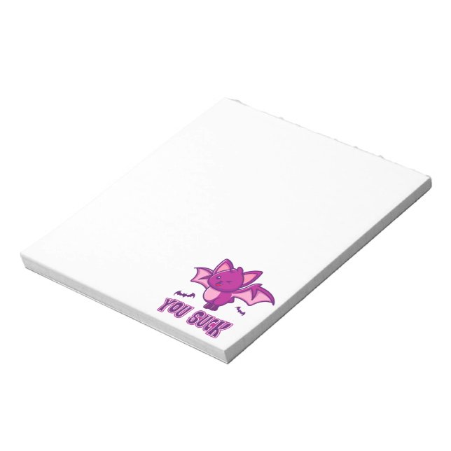 Cute and Funny Halloween Vampire Bats You Suck Notepad (Rotated)