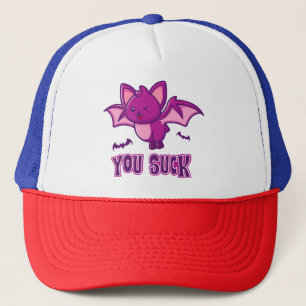 Cute and Funny Halloween Vampire Bats You Suck Trucker Hat